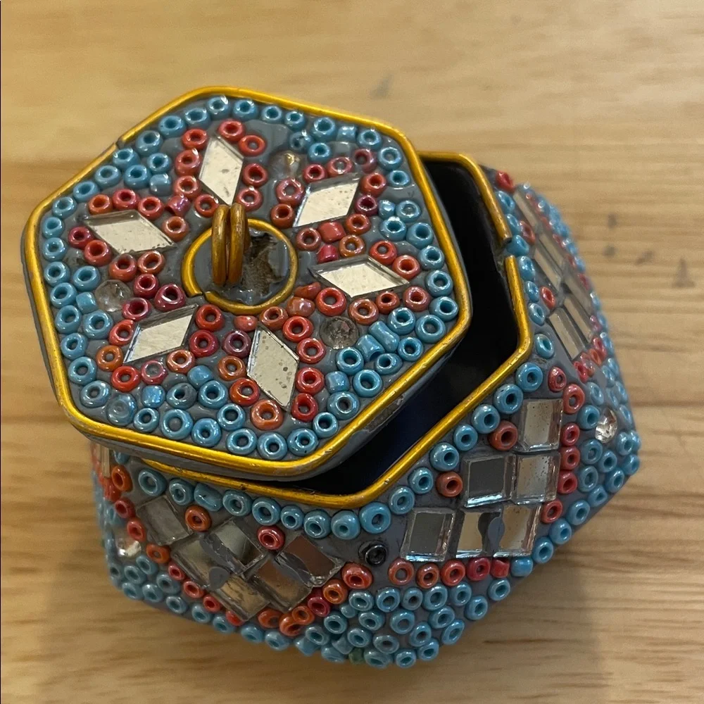 Colorful Handmade Beaded Trinket Box